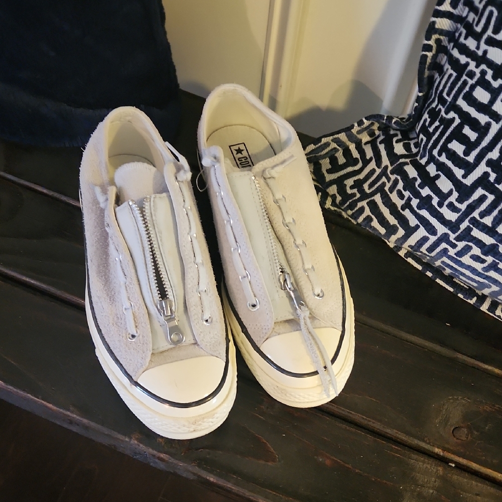 Converse Women’s White Zip-Front Low Top Sneakers